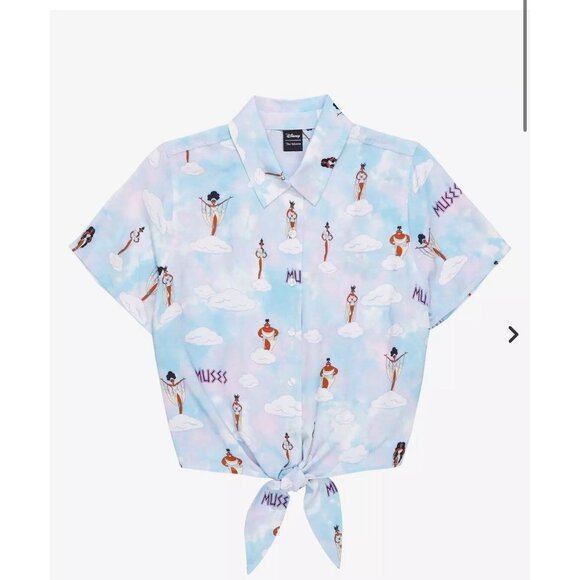 L Juniors Disney Muses Button Tie Shirt Hercules 90s Cartoon Movie Our Universe - Picture 1 of 7